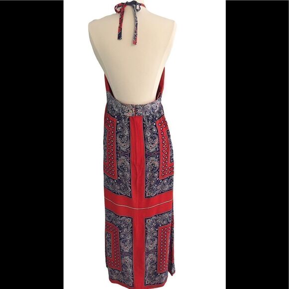 Vintage S. Howard Hirsh Geo Pattern Halter Maxi Dress - Picture 5 of 8